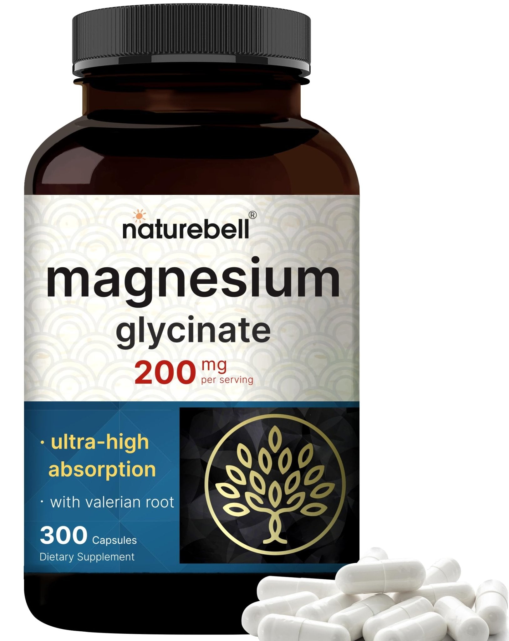 Pure Magnesium Glycinate for Sleep, 200mg with Valerian Root, 300 Capsules | 100% Chelated & Purified Mineral Supplement – Ultra High Absorption – Non-GMO, Gluten Free - TrustMedUSA