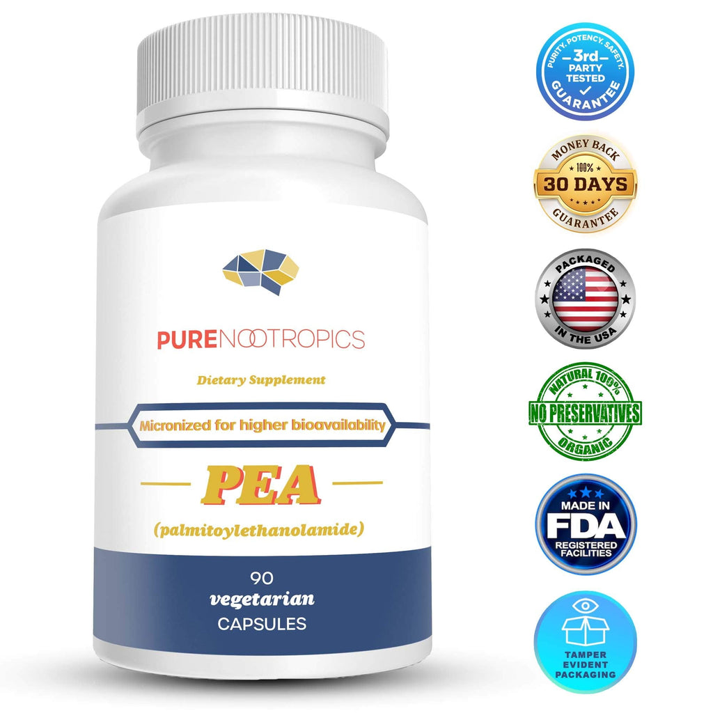 Pure Nootropics - Palmitoylethanolamide (Micronized Pea) 400 mg Capsules | 90 Veg Caps Value Pack | Supports Relief from Occasional Discomfort | Supports Immune System - TrustMedUSA