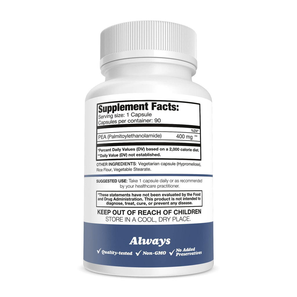 Pure Nootropics - Palmitoylethanolamide (Micronized Pea) 400 mg Capsules | 90 Veg Caps Value Pack | Supports Relief from Occasional Discomfort | Supports Immune System - TrustMedUSA