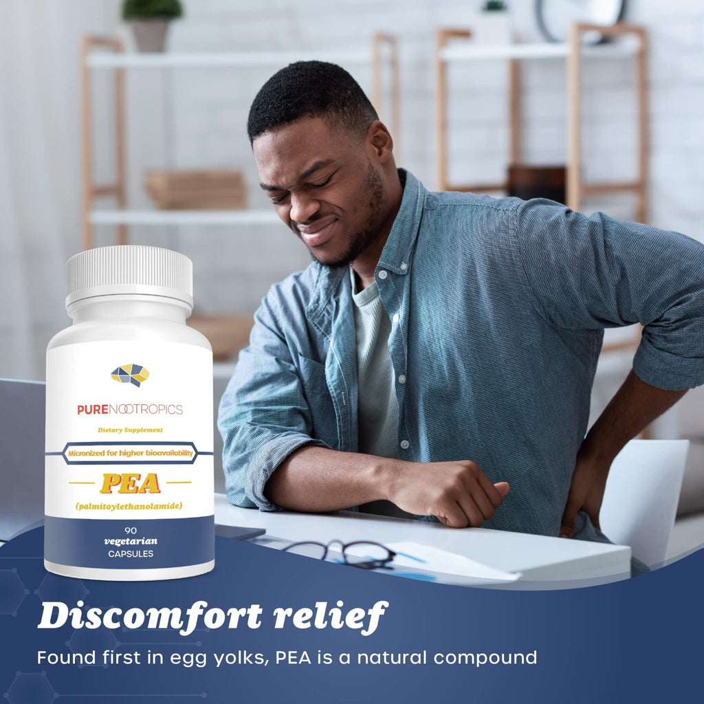 Pure Nootropics - Palmitoylethanolamide (Micronized Pea) 400 mg Capsules | 90 Veg Caps Value Pack | Supports Relief from Occasional Discomfort | Supports Immune System - TrustMedUSA