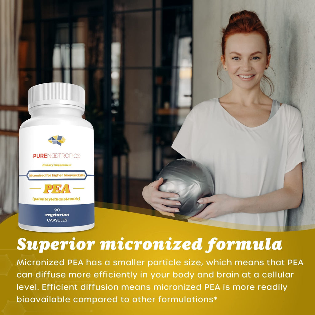Pure Nootropics - Palmitoylethanolamide (Micronized Pea) 400 mg Capsules | 90 Veg Caps Value Pack | Supports Relief from Occasional Discomfort | Supports Immune System - TrustMedUSA