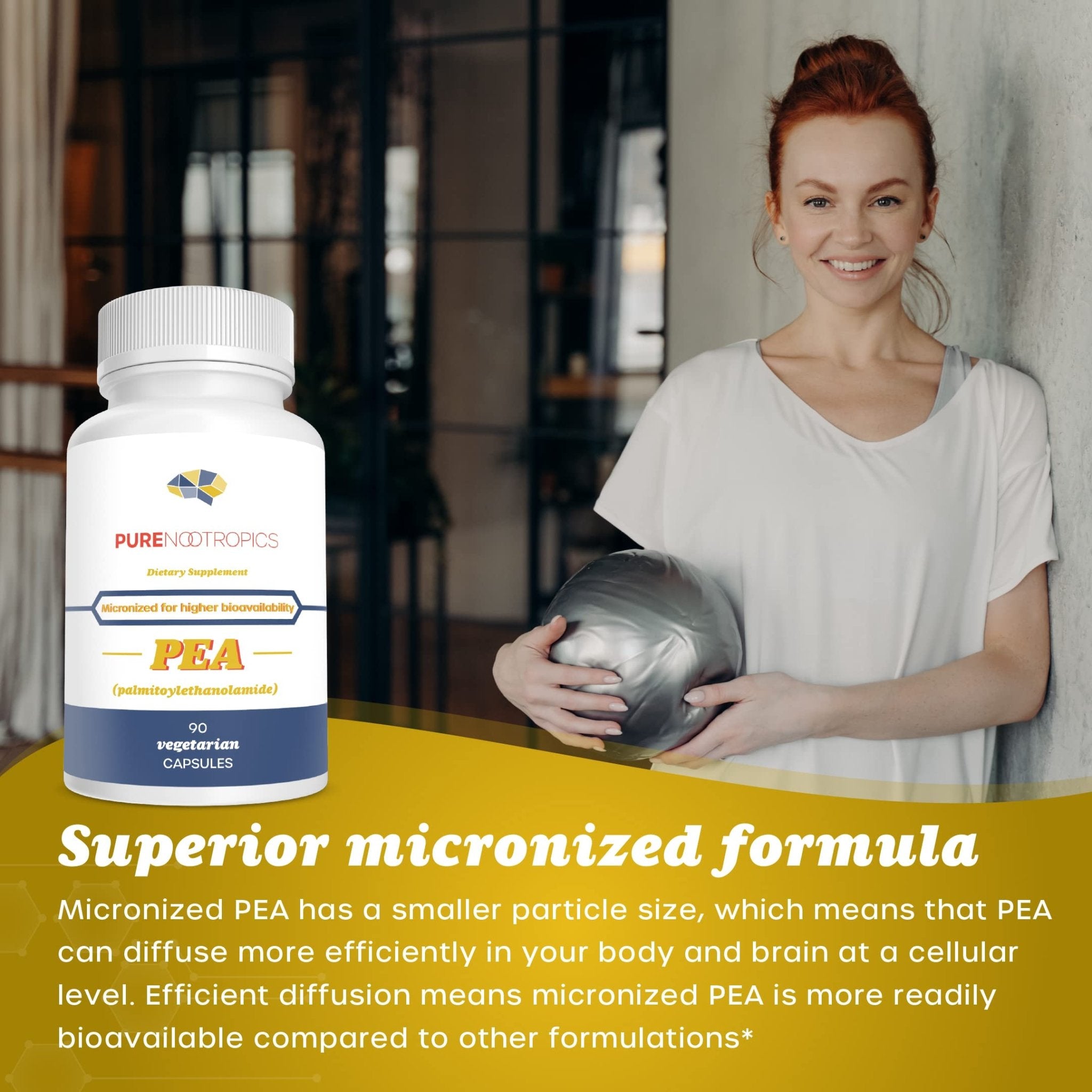 Pure Nootropics - Palmitoylethanolamide (Micronized Pea) 400 mg Capsules | 90 Veg Caps Value Pack | Supports Relief from Occasional Discomfort | Supports Immune System - TrustMedUSA