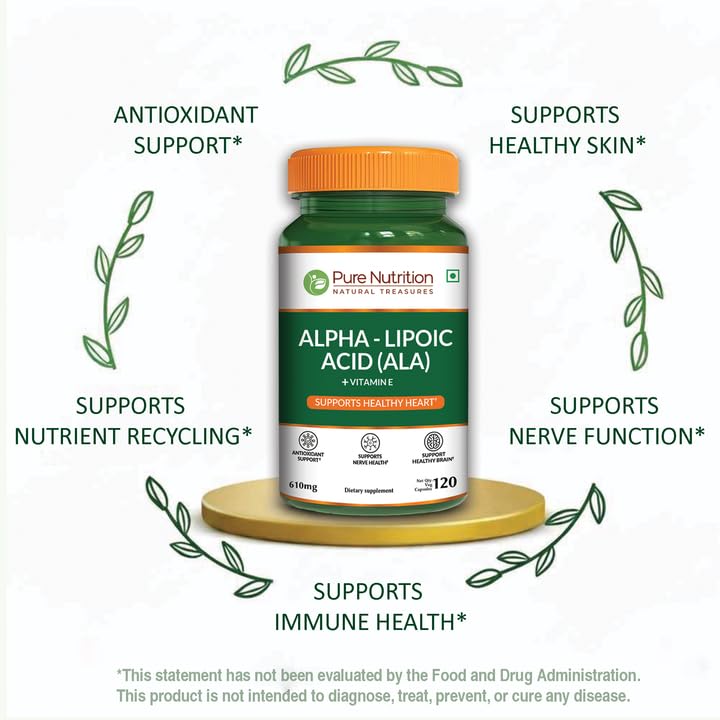 Pure Nutrition Alpha Lipoic Acid 600mg + Vitamin E | 120 Caps | Powerful Antioxidant to Support Nerve & Heart Health*. | Non-GMO - TrustMedUSA