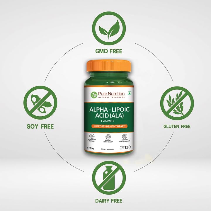 Pure Nutrition Alpha Lipoic Acid 600mg + Vitamin E | 120 Caps | Powerful Antioxidant to Support Nerve & Heart Health*. | Non-GMO - TrustMedUSA