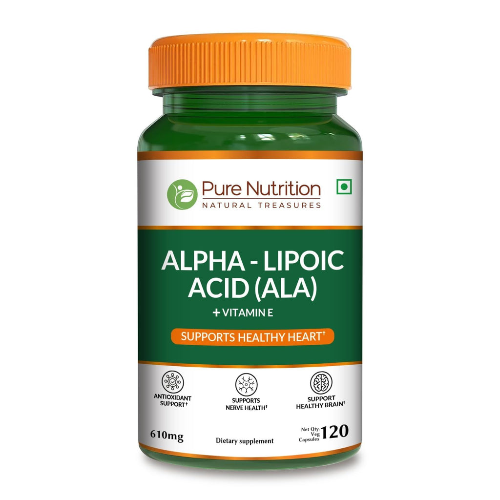 Pure Nutrition Alpha Lipoic Acid 600mg + Vitamin E | 120 Caps | Powerful Antioxidant to Support Nerve & Heart Health*. | Non-GMO - TrustMedUSA