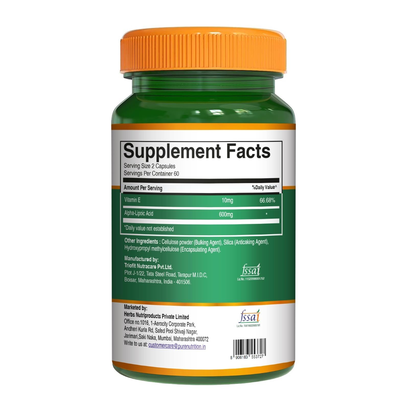 Pure Nutrition Alpha Lipoic Acid 600mg + Vitamin E | 120 Caps | Powerful Antioxidant to Support Nerve & Heart Health*. | Non-GMO - TrustMedUSA