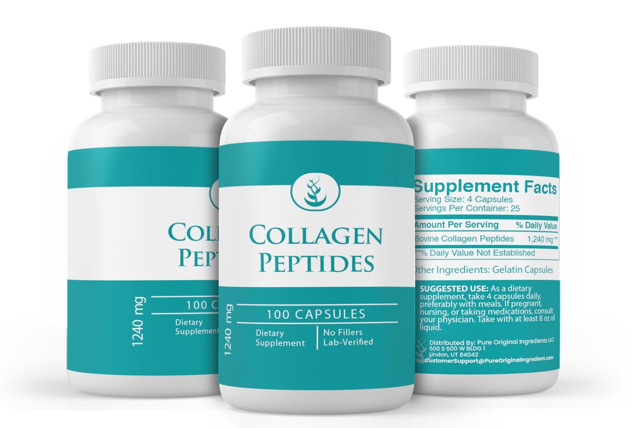 Pure Original Ingredients Collagen Peptide, (100 Capsules) Pure, No Additives Or Fillers, Lab Verified - Maple Wellness Supplements