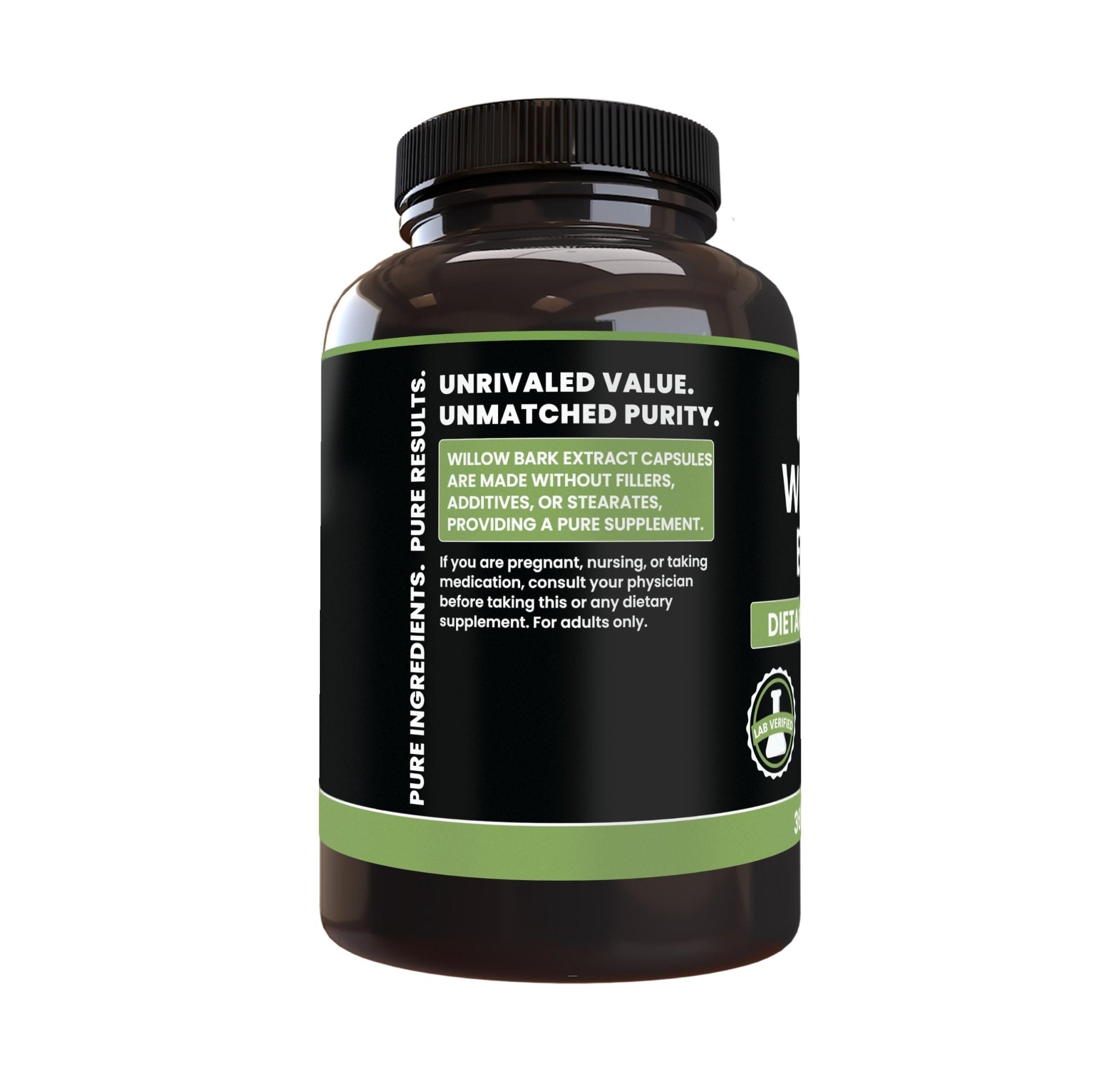 PURE ORIGINAL INGREDIENTS Willow Bark Extract (365 Capsules) No Magnesium Or Rice Fillers, Always Pure, Lab Verified - TrustMedUSA