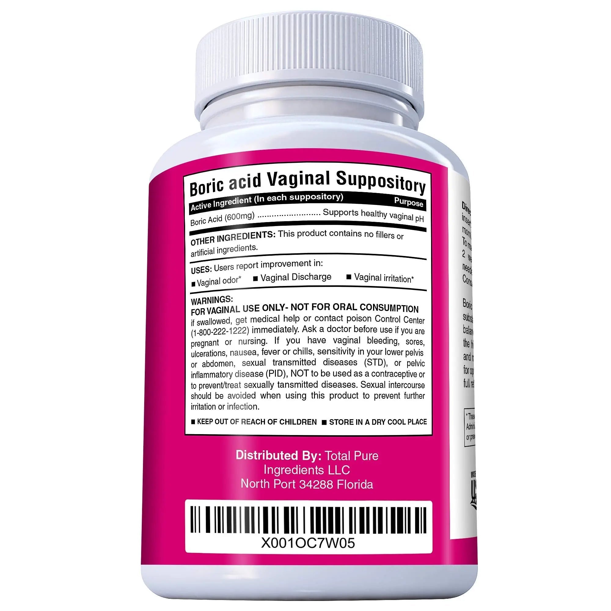 PURE PLANT HOME Boric Acid Suppositories Nature's Harmony 30 Count 600 mg 100% Pure Made in USA - TrustMedUSA