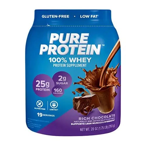 Pure Protein 100% Whey Protein Powder, Rich Chocolate, 25 g Protein, 1.75 lb - TrustMedUSA