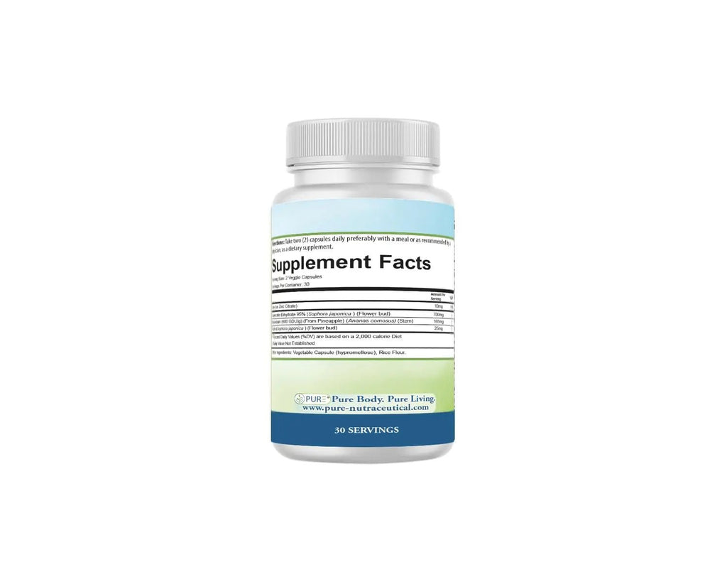 PURE® Quercetin+ with Zinc, Bromelain, Rutin Immune Shield - 60 Capsules - High Bioavailability Antioxidant Complex for Respiratory Health & Viral Defense - Made in USA - TrustMedUSA