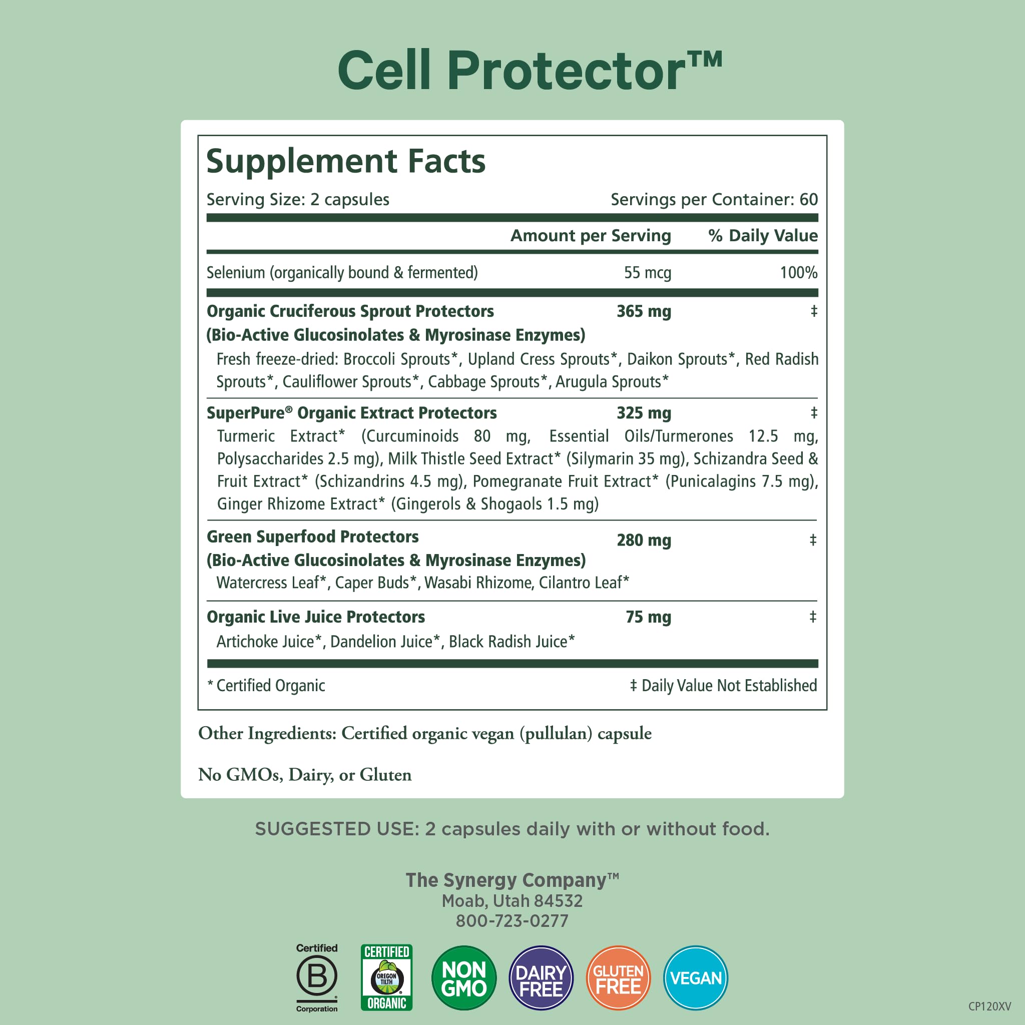 PURE SYNERGY Cell Protector | Cellular Health Supplement | Cell and Immune Support with Selenium and Organic Cruciferous Vegetables | for Healthy Aging & Detoxification (120 Capsules) - TrustMedUSA