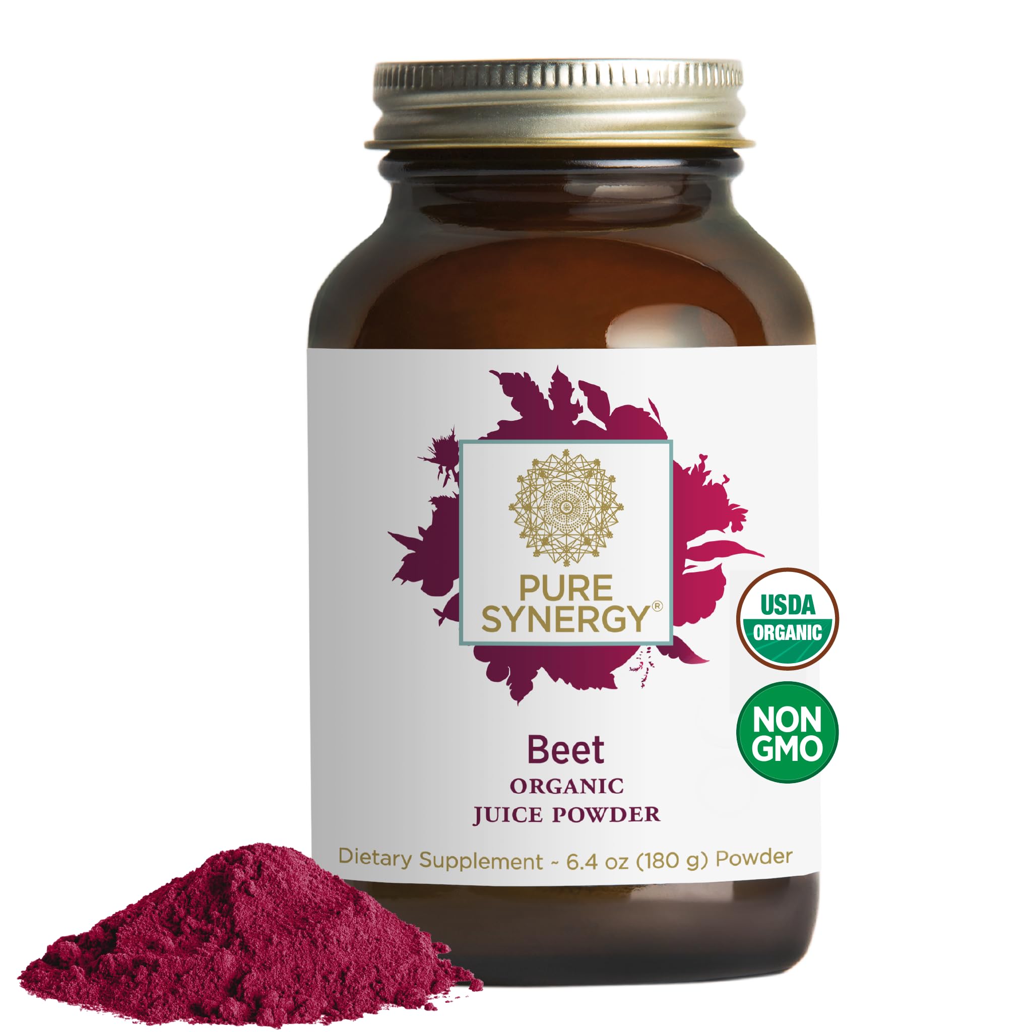 PURE SYNERGY Organic Beet Juice Powder | Pre-Workout Supplement | Organic Beet Root Juice Powder | for Healthy Circulation, Exercise, and Detoxification (6.4 oz.) - TrustMedUSA