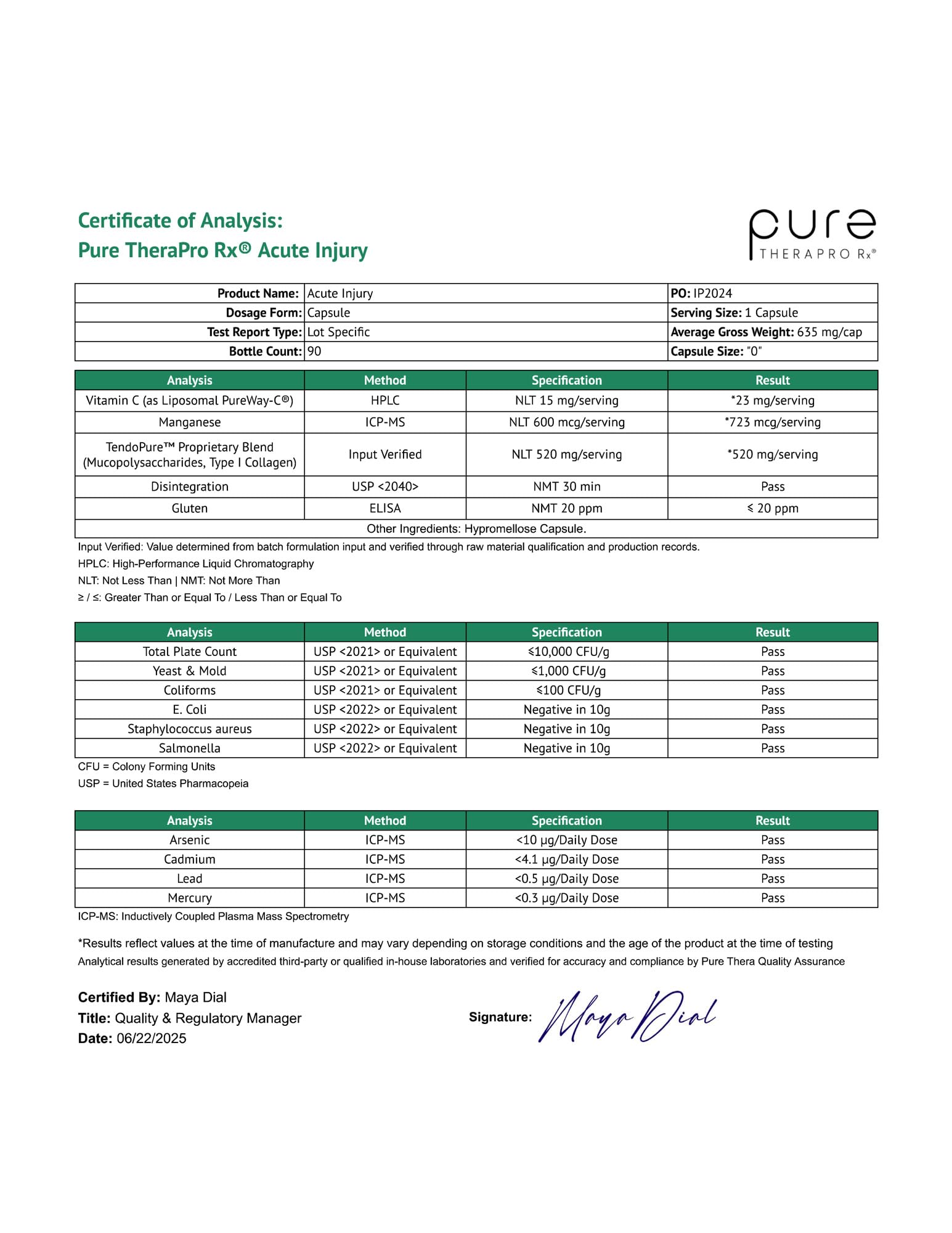 Pure Therapro Rx Acute Injury | Tendon & Ligament Support | Convenient Once a Day Clinical Dose | Supports Tendon Health, Movement & Physical Function | Pharm-Grade (90 Capsules) - TrustMedUSA