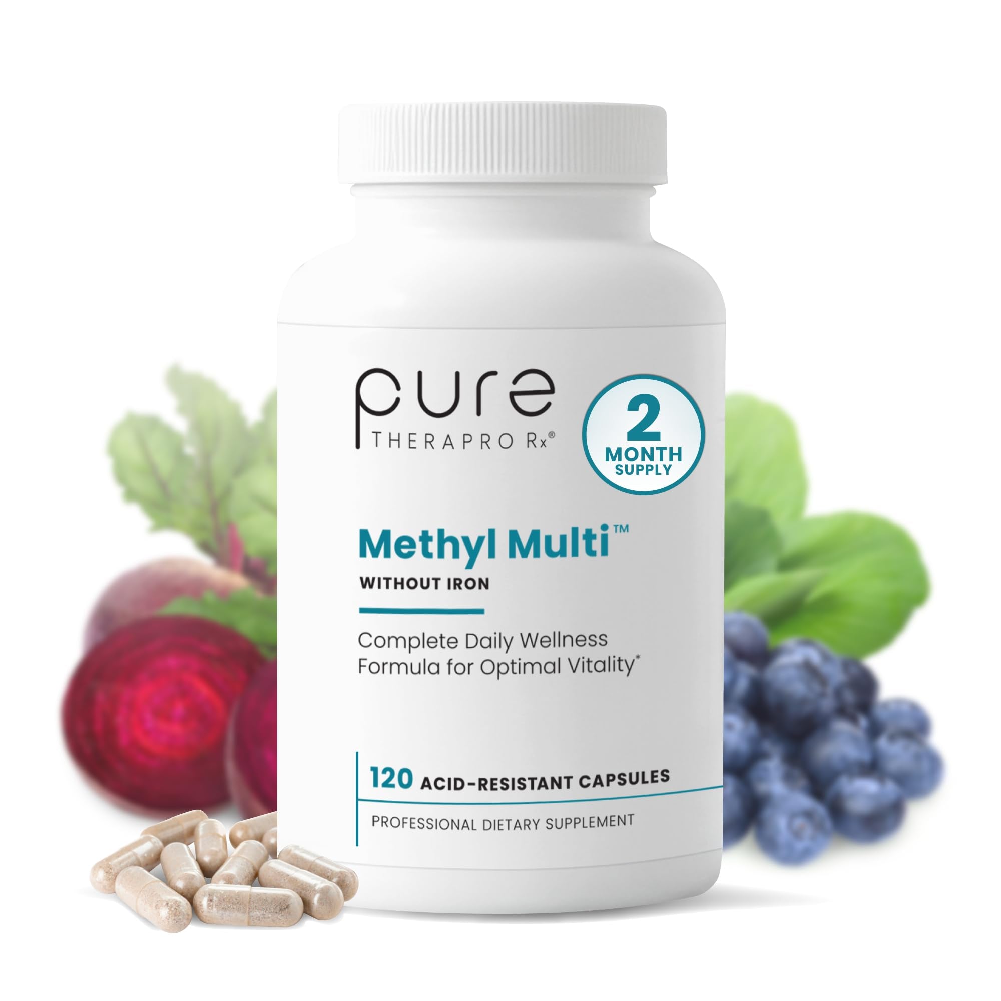Pure Therapro Rx Methylated Multivitamin for Men and Women | Made in USA | Methyl Multi Without Iron Methyl B12 & Methylfolate | 120 Capsules, 2-Month Supply - TrustMedUSA