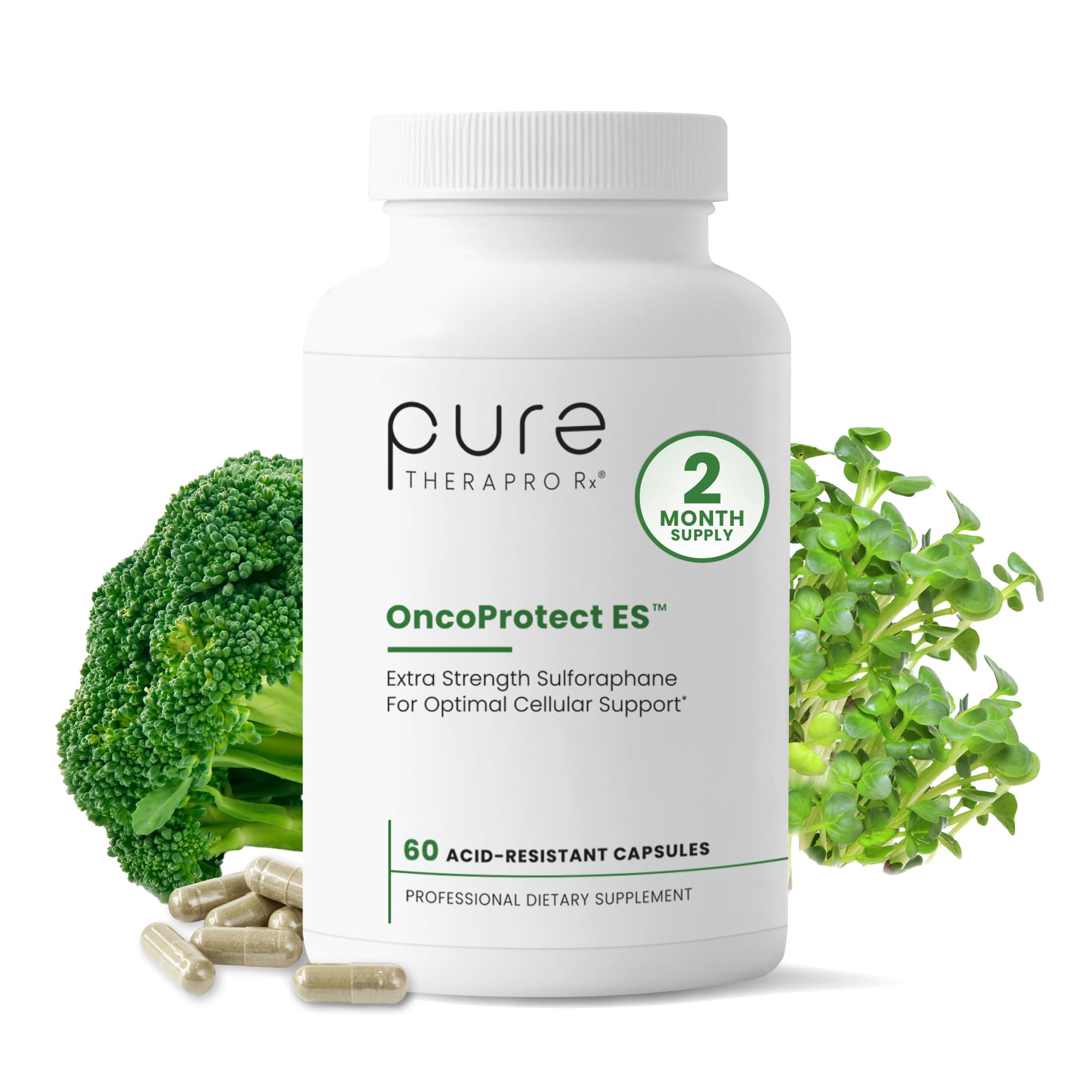 Pure Therapro Rx OncoProtect ES HIGH DOSE Sulforaphane Supplement, Made in USA | 2 Month Supply | 706 mg Patented Activated BroccoRaphanin Broccoli Seed Extract | Glucoraphanin + Myrosinase - Maple Wellness Supplements