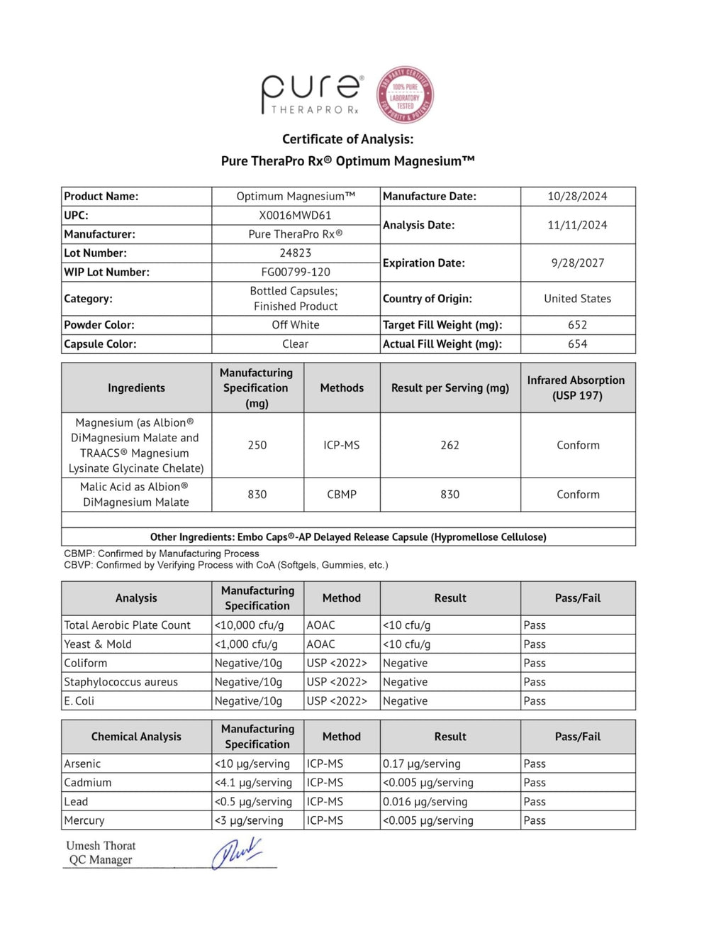 Pure TheraPro Rx Optimum Magnesium Lysinate Glycinate & Di-Magnesium Malate, Made in USA | 2 Month Supply | Chelated for Maximum Absorption, - TrustMedUSA