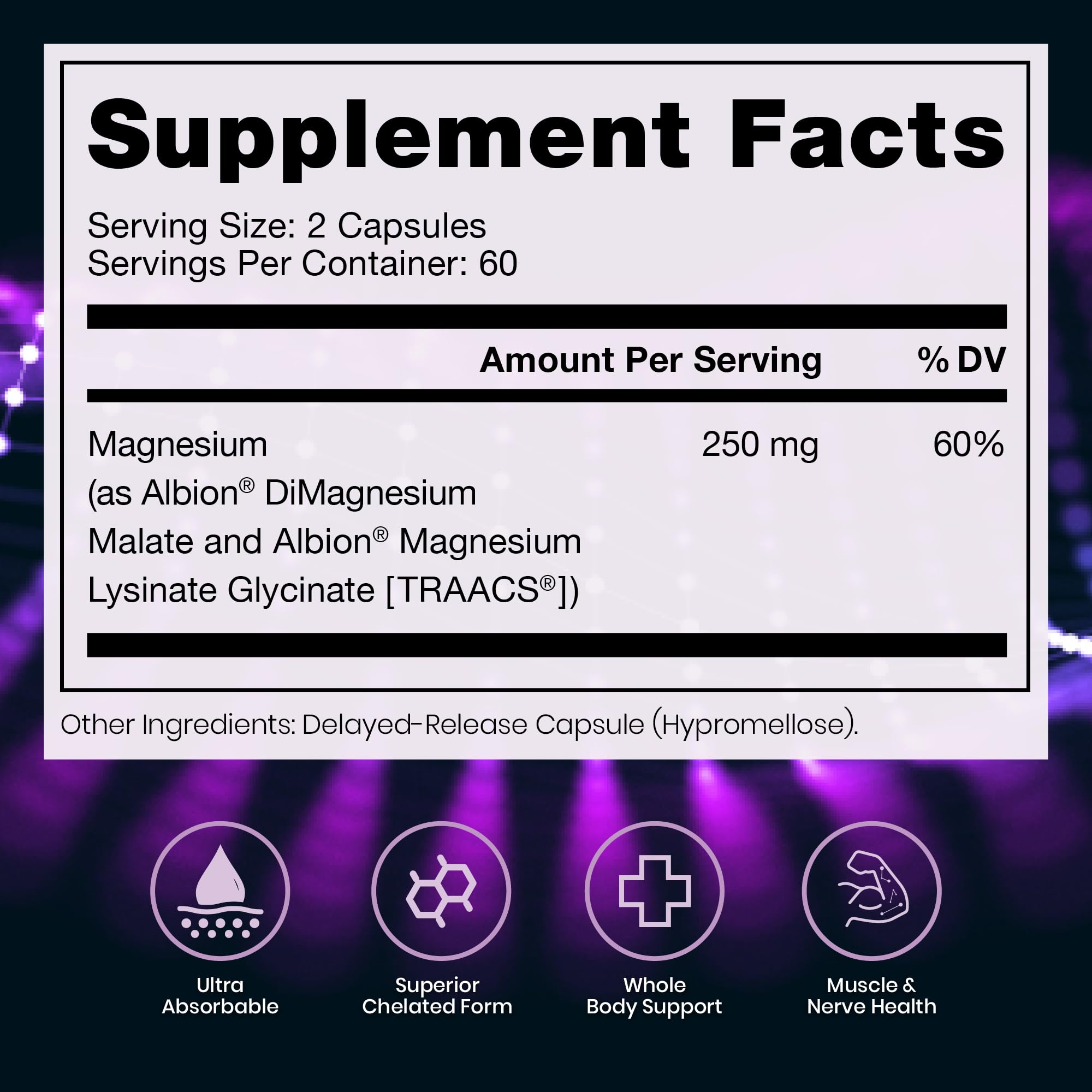 Pure TheraPro Rx Optimum Magnesium Lysinate Glycinate & Di-Magnesium Malate, Made in USA | 2 Month Supply | Chelated for Maximum Absorption, - TrustMedUSA
