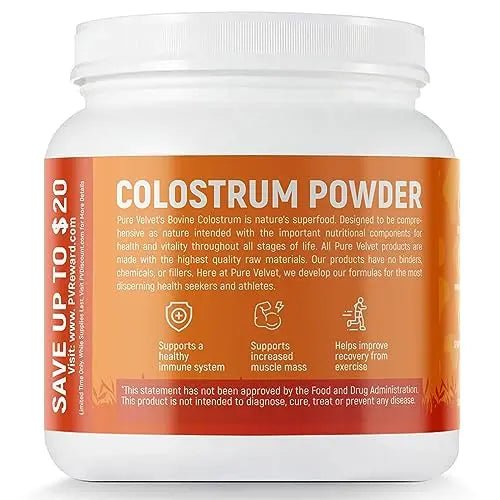 Pure Velvet Colostrum Powder for Gut Health, Bloating, Hair Growth, Immune Support - TrustMedUSA