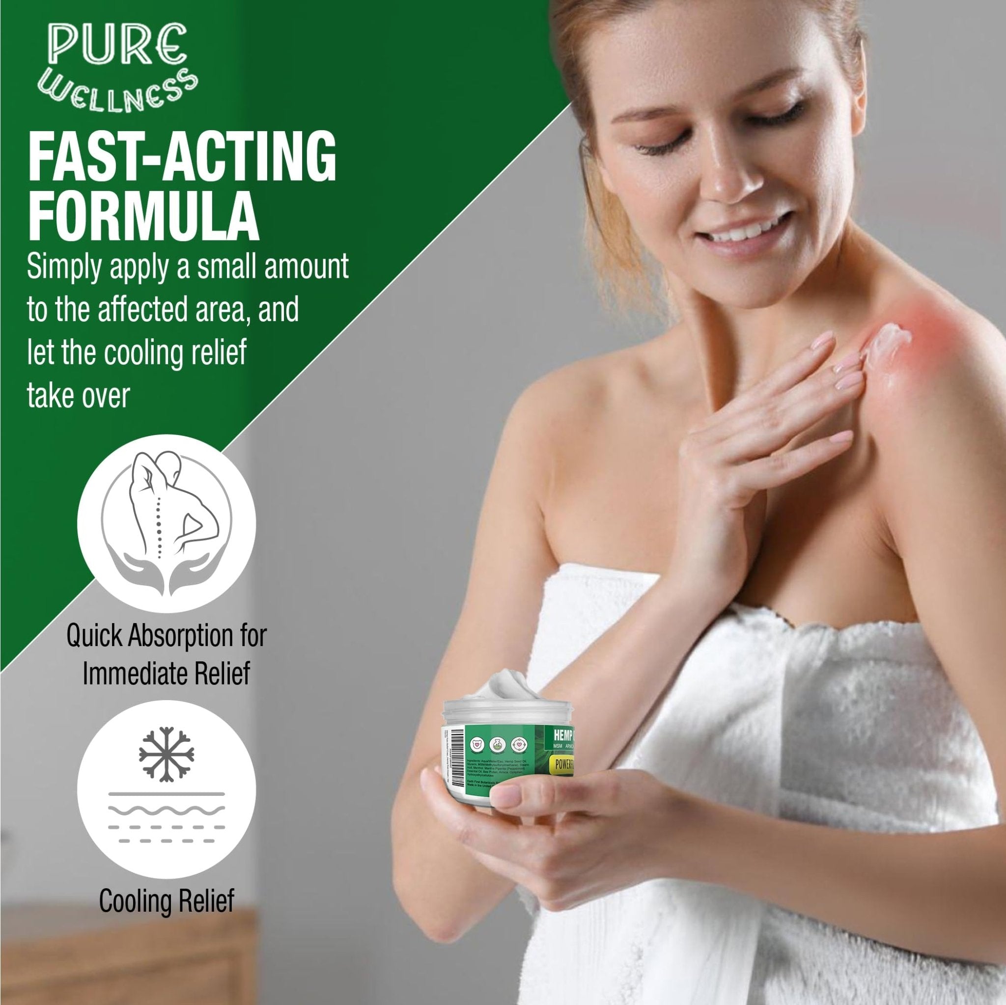 Pure Wellness Hemp Cream Maximum Strength 100,000mg with MSM, Arnica & Bee Pollen - 4 Oz, Supports Relief & Soothing from Joint, Muscle, Shoulder, Back, Knee and Nerve Discomfort - 1 Pack - TrustMedUSA