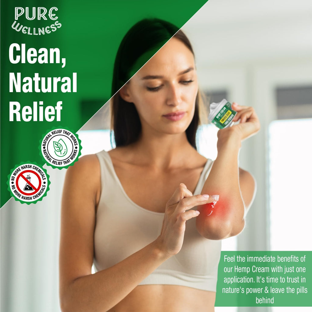 Pure Wellness Hemp Cream Maximum Strength 100,000mg with MSM, Arnica & Bee Pollen - 4 Oz, Supports Relief & Soothing from Joint, Muscle, Shoulder, Back, Knee and Nerve Discomfort - 1 Pack - TrustMedUSA