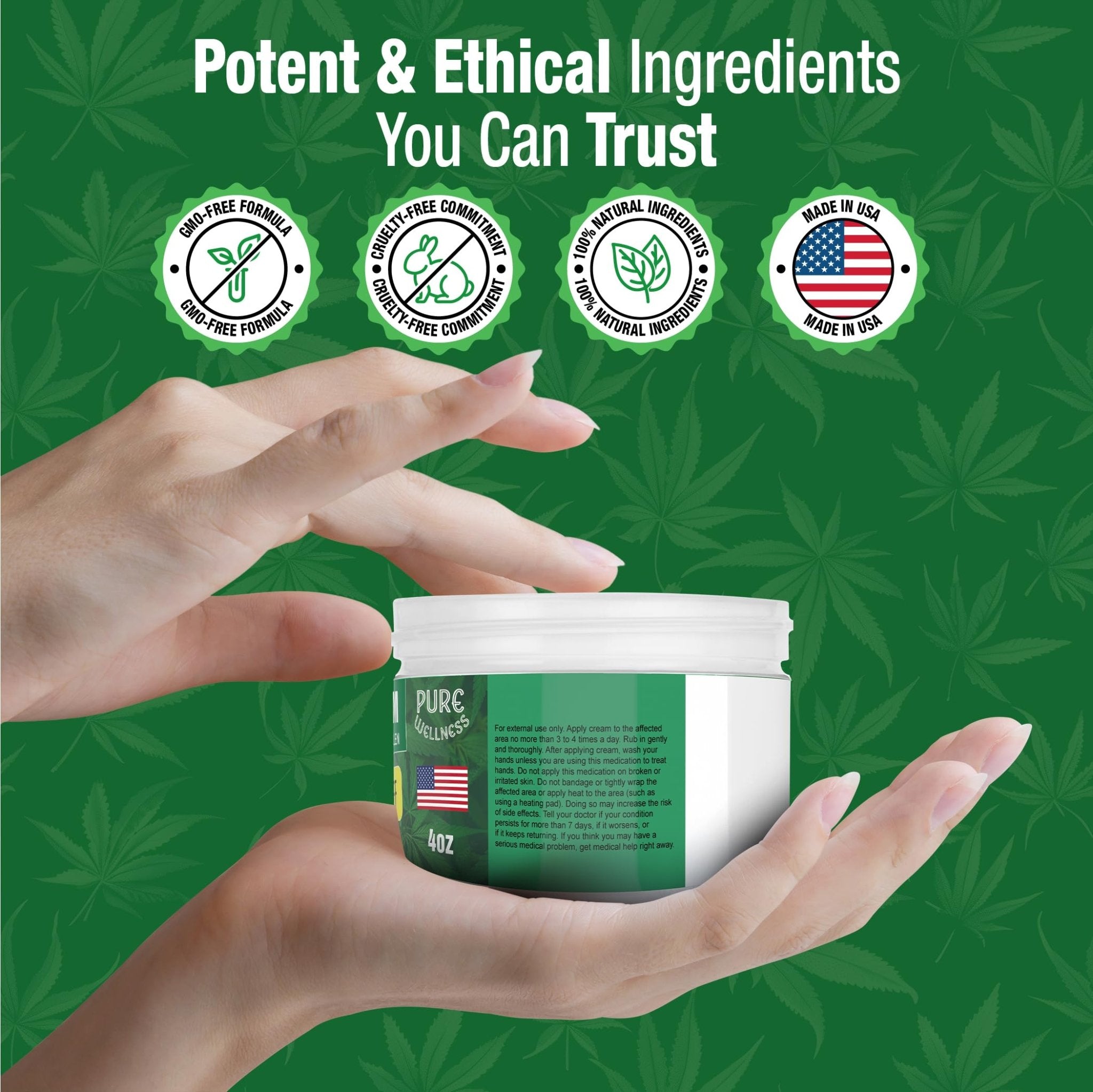 Pure Wellness Hemp Cream Maximum Strength 100,000mg with MSM, Arnica & Bee Pollen - 4 Oz, Supports Relief & Soothing from Joint, Muscle, Shoulder, Back, Knee and Nerve Discomfort - 1 Pack - TrustMedUSA