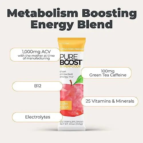 Pureboost Apple Cider Vinegar Superfoods Clean Energy Drink Mix, Boosted with 1,000 mg - TrustMedUSA