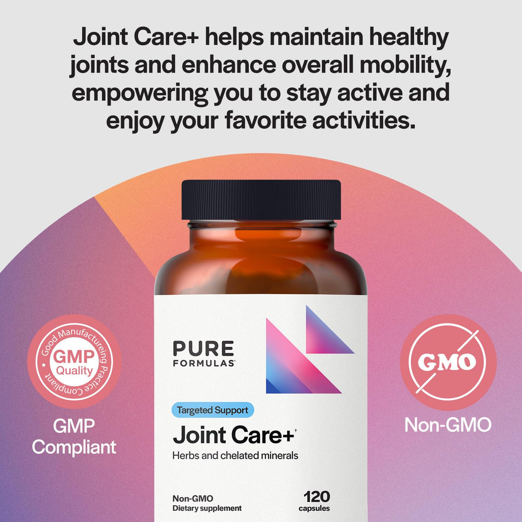 PureFormulas Joint Care + - Premium Joint Support Supplement with Hyaluronic Acid, Glucosamine, MSM, Green Lipped Mussel, Turmeric & More - Non-GMO Formula for Adults (120 Capsules) - TrustMedUSA