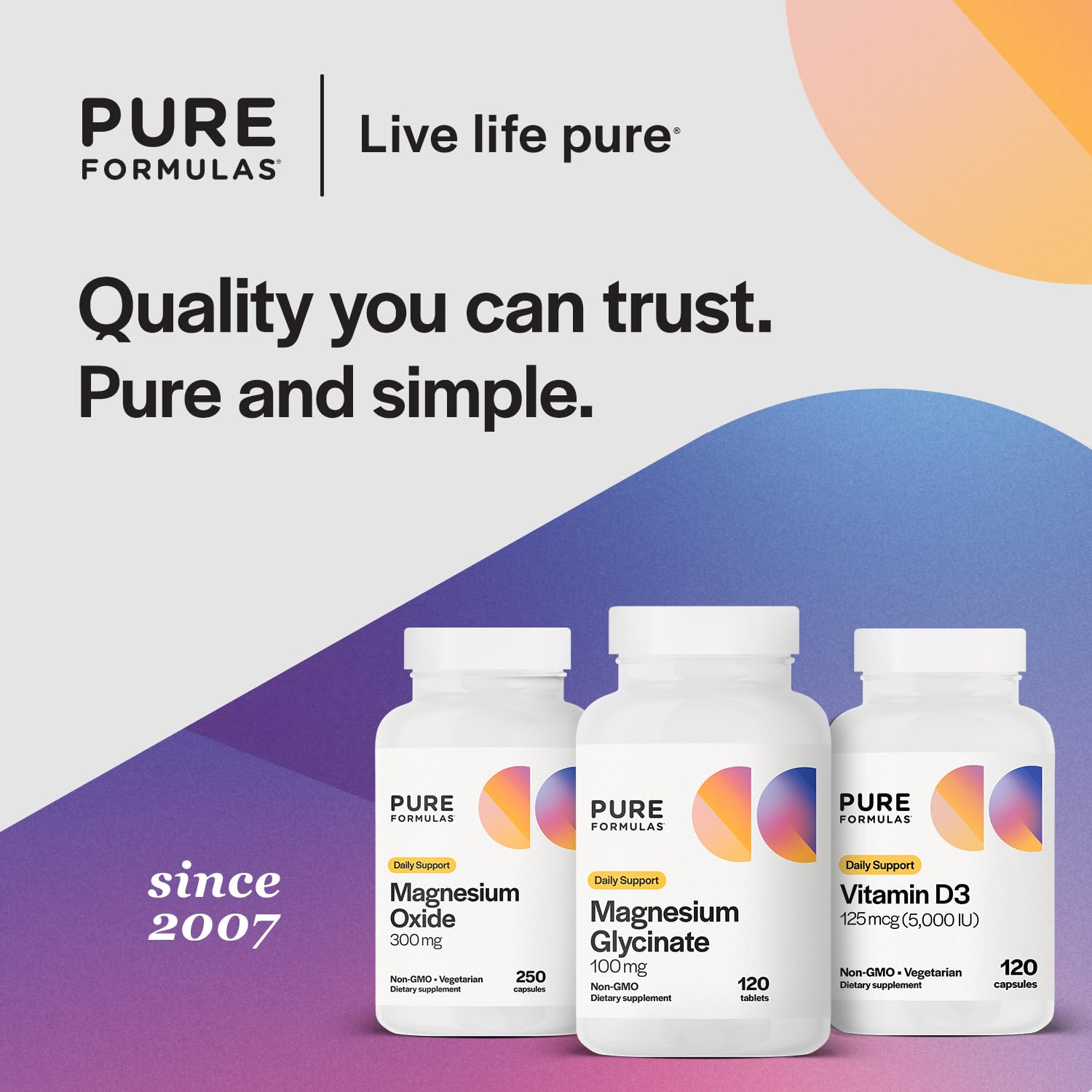 PureFormulas Magnesium Glycinate 100 mg Daily Support for Stress, Nerves, Sleep, Muscles, Metabolism Pure Magnesium Glycinate Supplement for Women and Men Magnesio Non-GMO 120 Tablets - TrustMedUSA