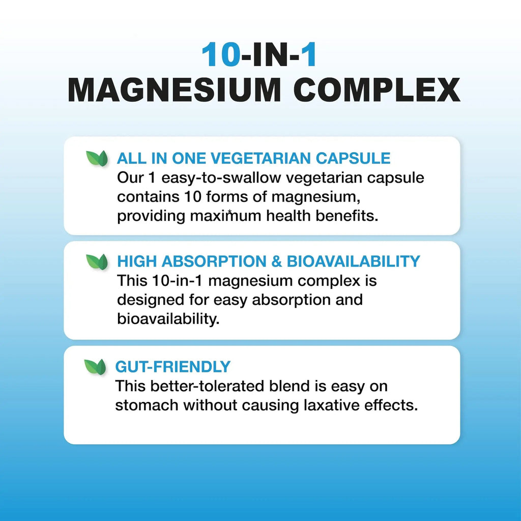 Puregen Labs 10 in 1 Magnesium Complex 500mg with B6-120 Veggie Capsules [High Absorption and Bioactivity] Non-GMO, NO Gluten and Dairy - TrustMedUSA
