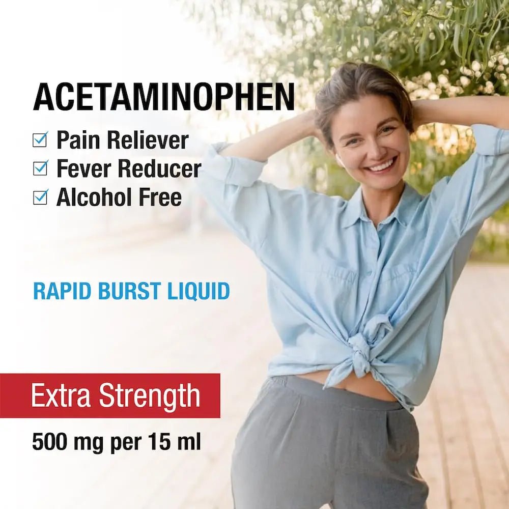 Puregen Labs Adult Extra Strength Acetaminophen Liquid 500mg/15ml - 8 fl oz Rapid Burst Pain Reliever/Fever Reducer, Cherry Flavor | Muscle & Joint Pain Relief | Arthritis Pain Relief - TrustMedUSA