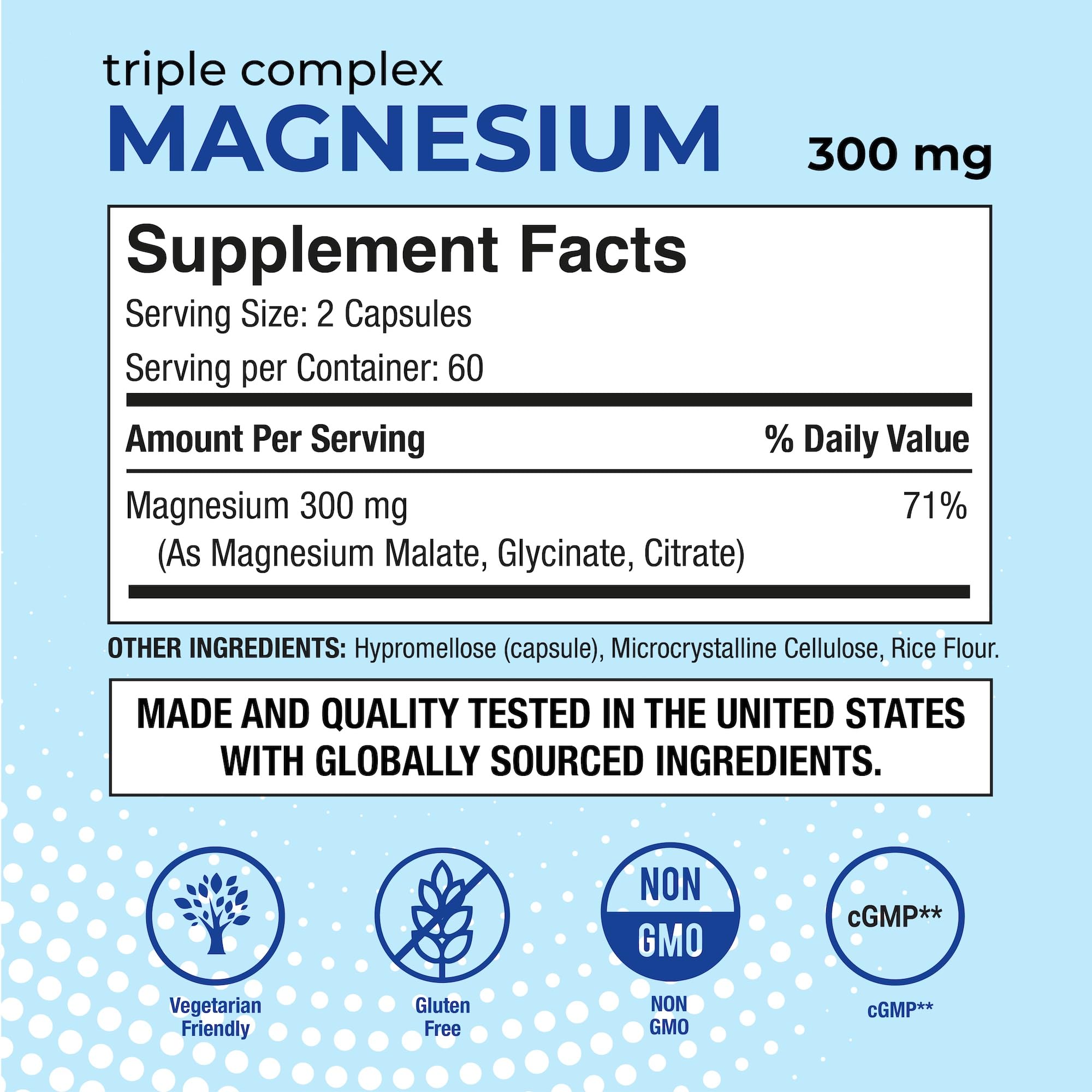 Puregen Labs Triple Magnesium Complex 300mg of Magnesium Glycinate, Malate, & Citrate - TrustMedUSA