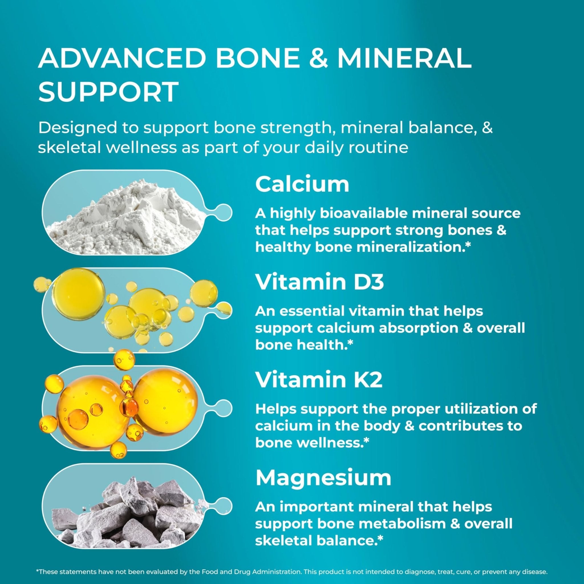 PUREHEALTH RESEARCH Bone Health Formula - for Bones, Joint & Skeletal Wellness - with Calcium, Magnesium, Zinc, Copper, Manganese, Potassium, Vitamin K2, D3, C - TrustMedUSA