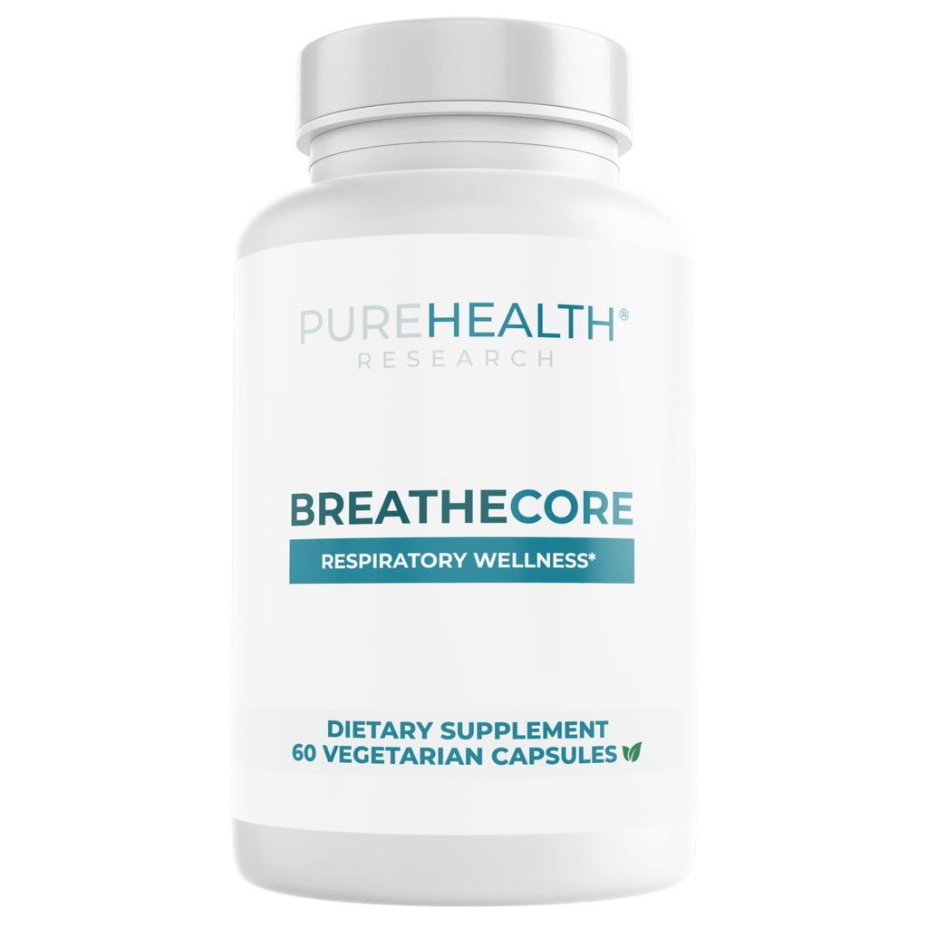 PUREHEALTH RESEARCH BreatheCore - Lung Detox for Smokers - Lung Cleanse & Support Supplement for Women & Men - Ginger Root, Ginkgo Biloba, St Johns Wort, Panax Ginseng & More - 60 Capsules - TrustMedUSA