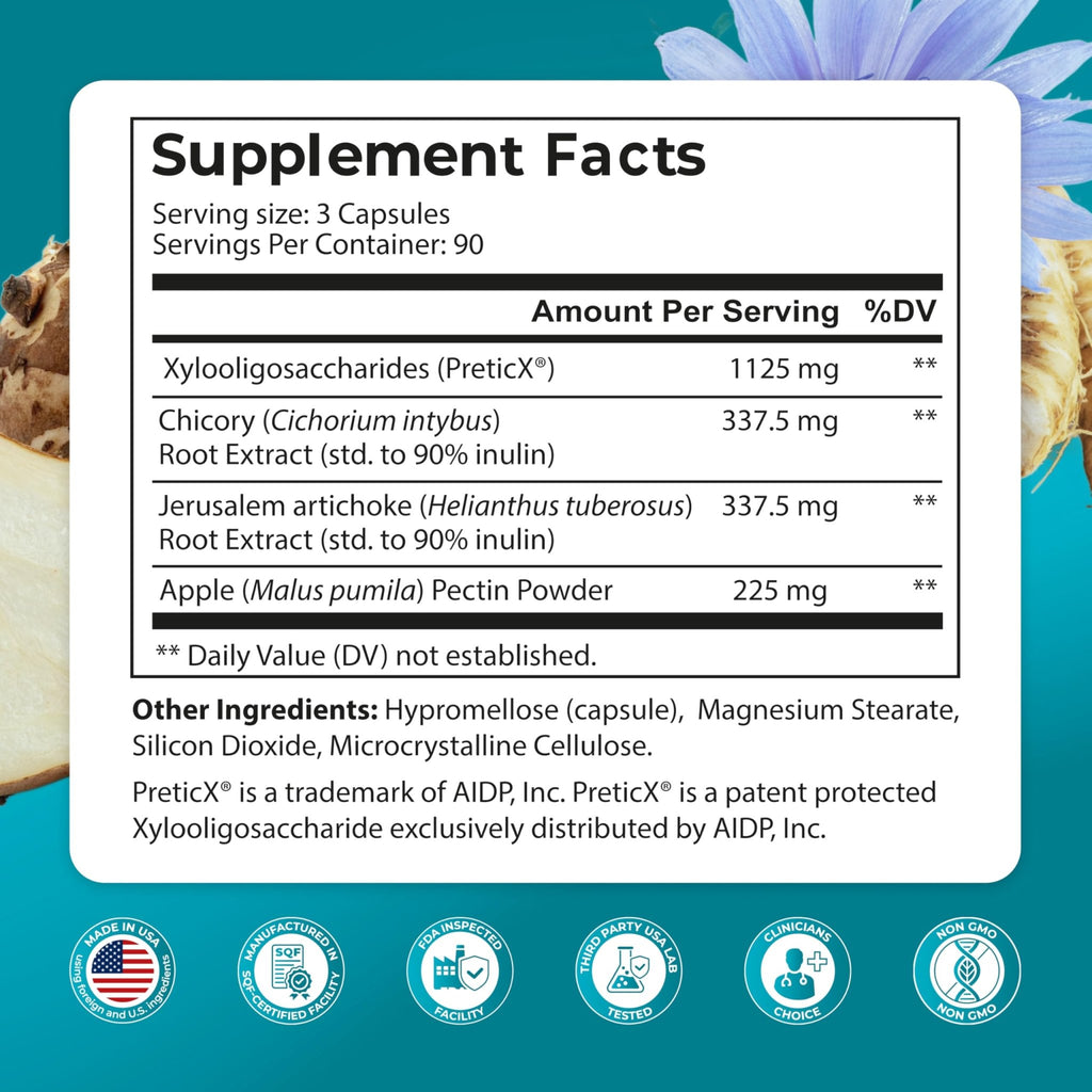 PUREHEALTH Research Improbiome - Prebiotic Fiber - Natural Support for Healthy Gut Prebiotics - Digestive Nutritional Supplements - with Jerusalem Artichoke, - TrustMedUSA