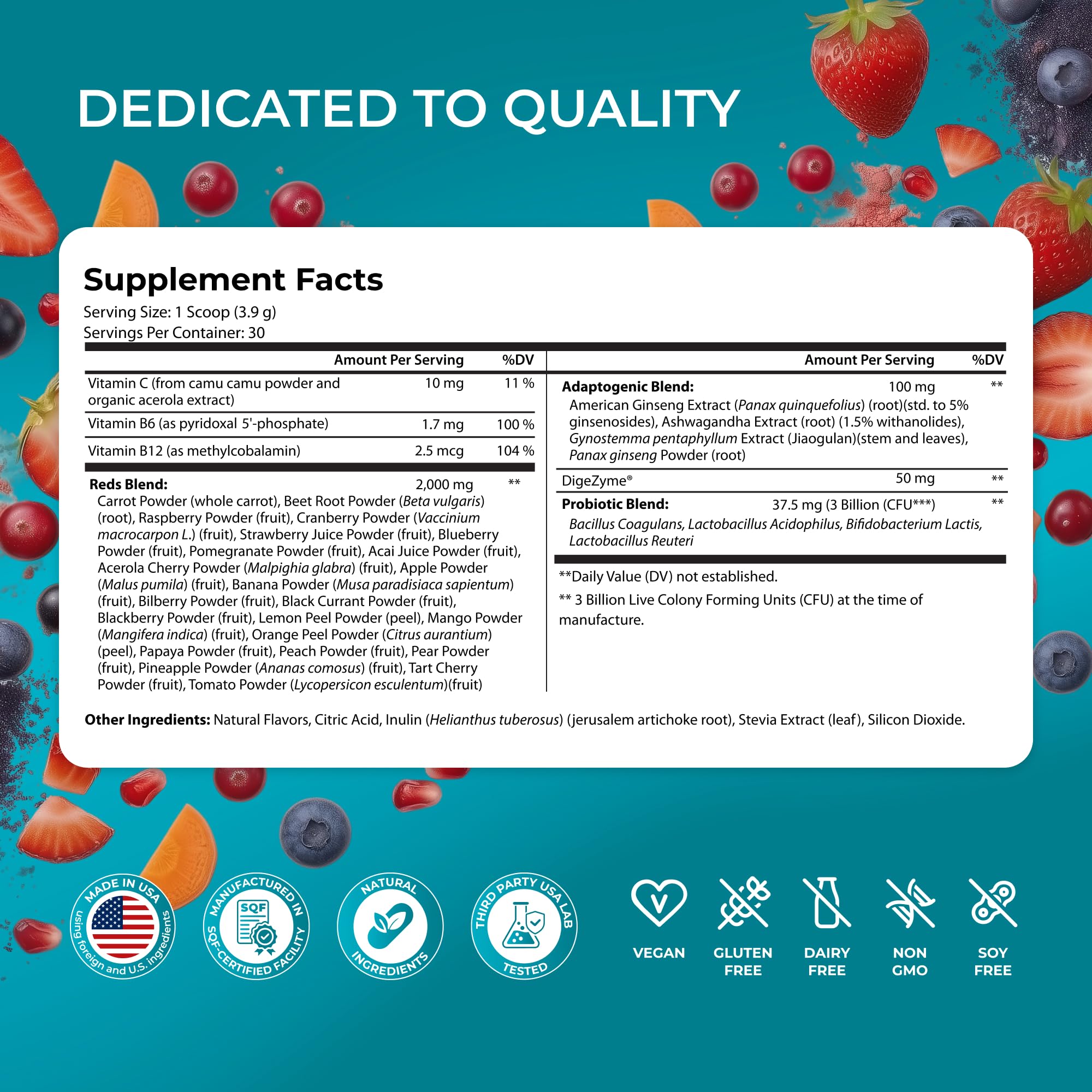 PUREHEALTH RESEARCH Metabolic Reds - Organic Superfood Powder Supplement - Fruit, Veggie, Adaptogenic, Probiotic Blends & More - for Metabolism & Energy Support - 4.13 Oz. - 30 Servings - TrustMedUSA