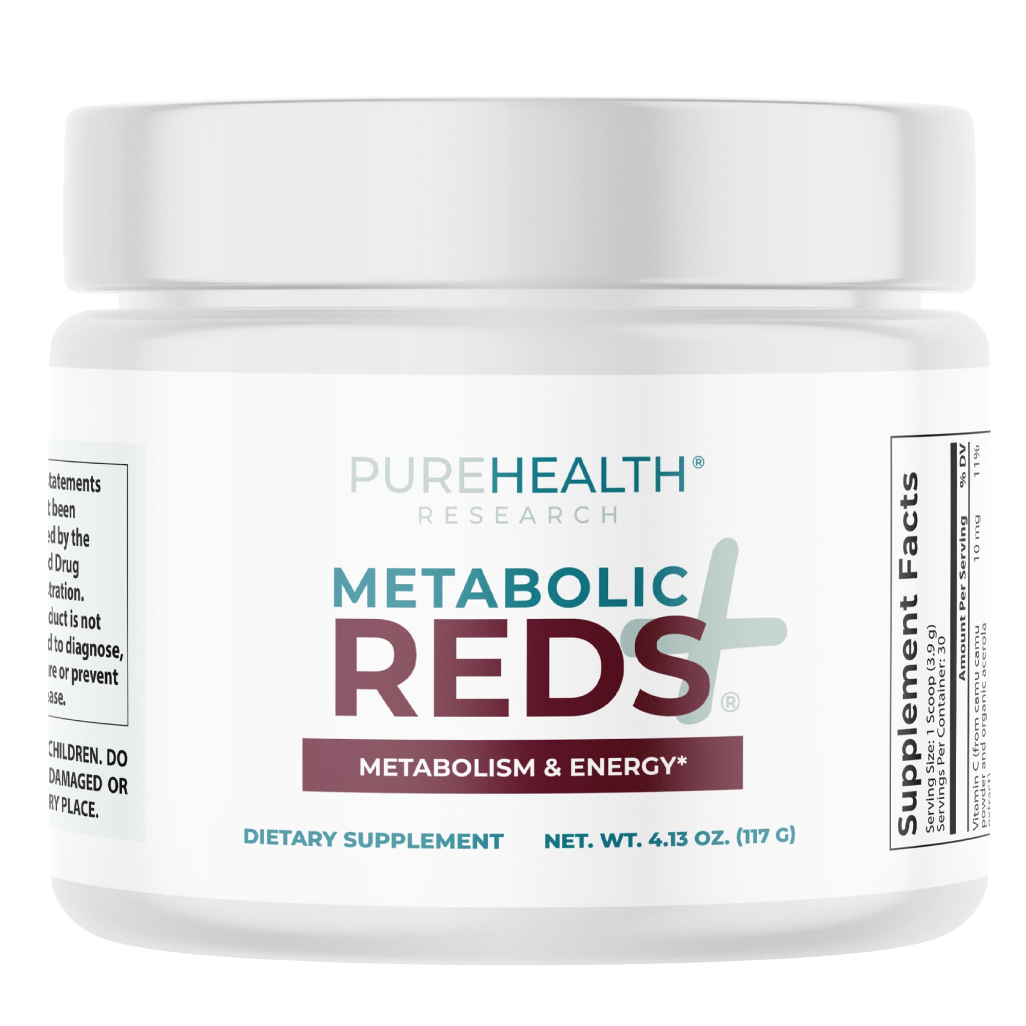 PUREHEALTH RESEARCH Metabolic Reds - Organic Superfood Powder Supplement - Fruit, Veggie, Adaptogenic, Probiotic Blends & More - for Metabolism & Energy Support - 4.13 Oz. - 30 Servings - TrustMedUSA