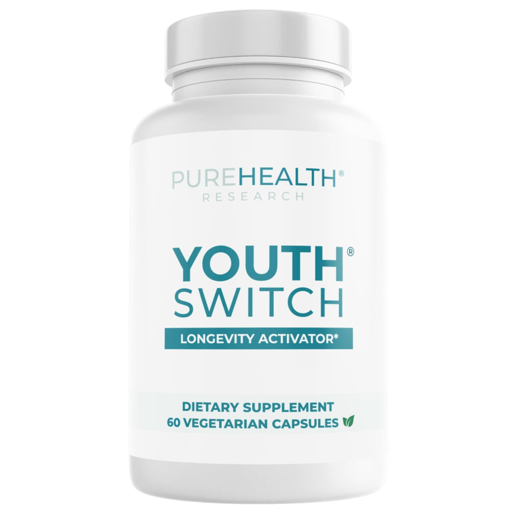 PUREHEALTH RESEARCH Youth Switch - Anti Aging Supplement for Women & Men - Longevity Mix for Healthy Aging - with Ashwagandha, Cat's Claw Extract, Astragalus Root, L-Lysine HCL & More - 60 Capsules - TrustMedUSA