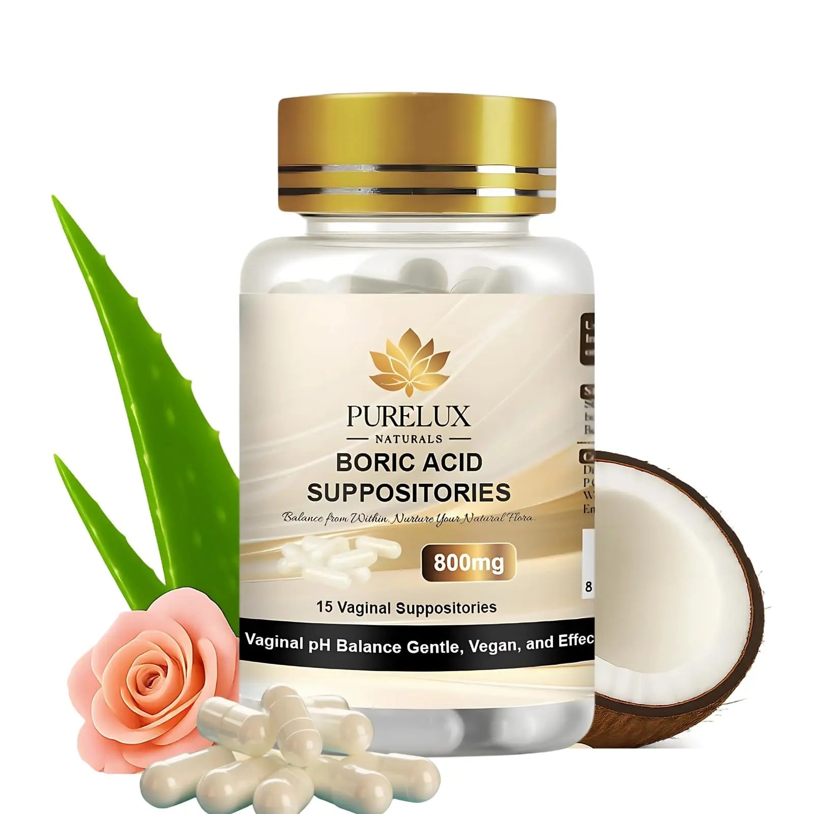 PureLux Boric Acid Feminine Wellness Support 800mg Size 000 30 Count Fragrance-Free Personal Care Formula - TrustMedUSA