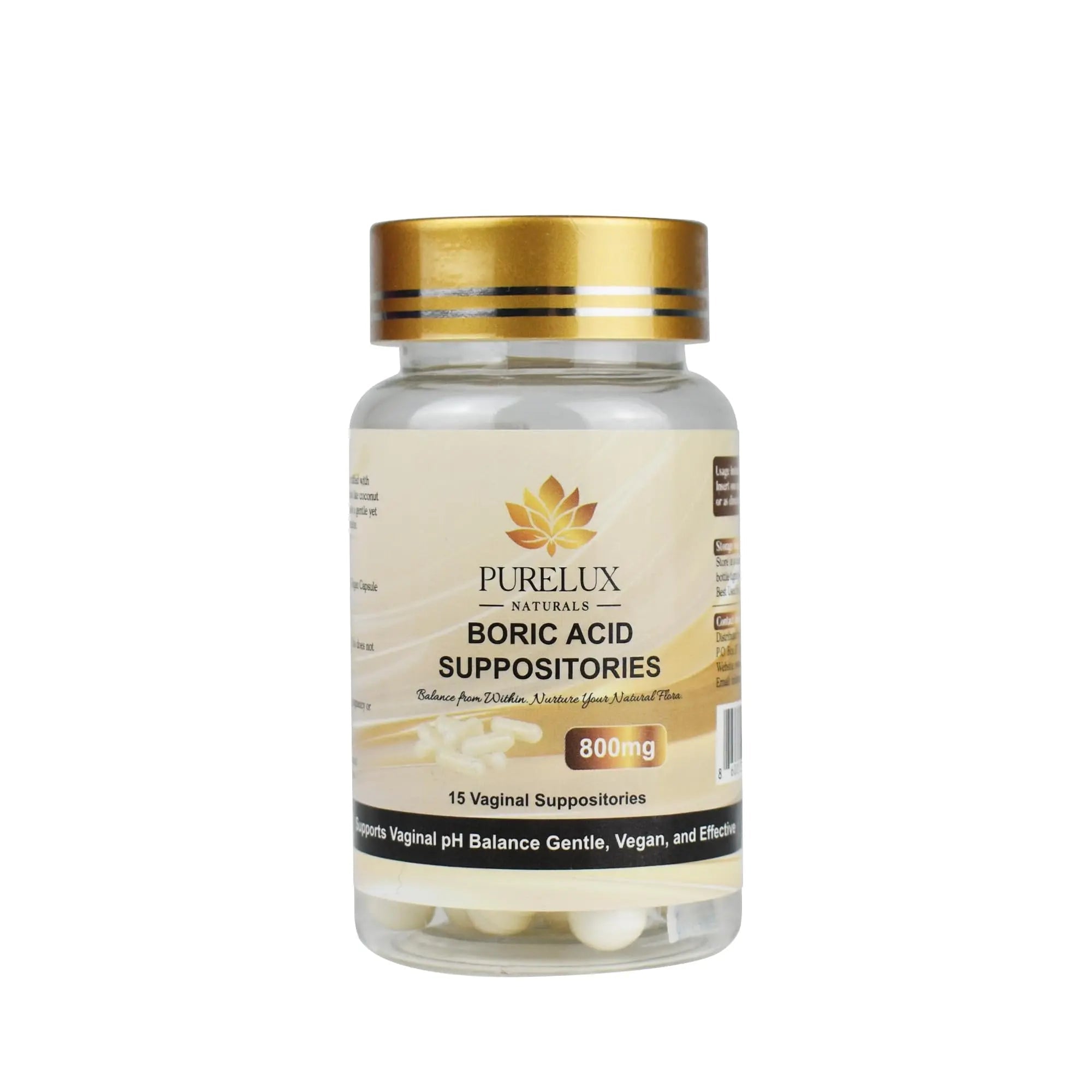 PureLux Boric Acid Feminine Wellness Support 800mg Size 000 30 Count Fragrance-Free Personal Care Formula - TrustMedUSA