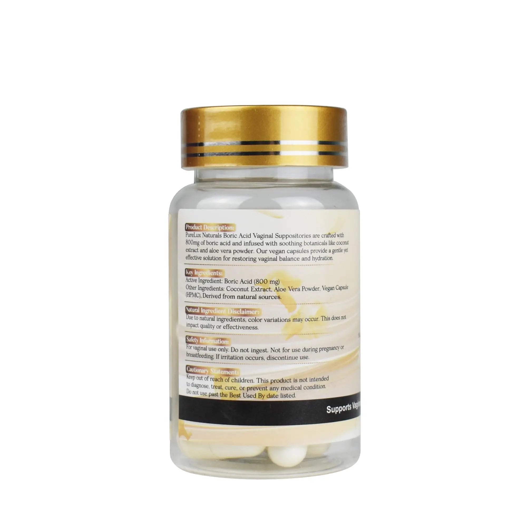 PureLux Boric Acid Feminine Wellness Support 800mg Size 000 30 Count Fragrance-Free Personal Care Formula - TrustMedUSA
