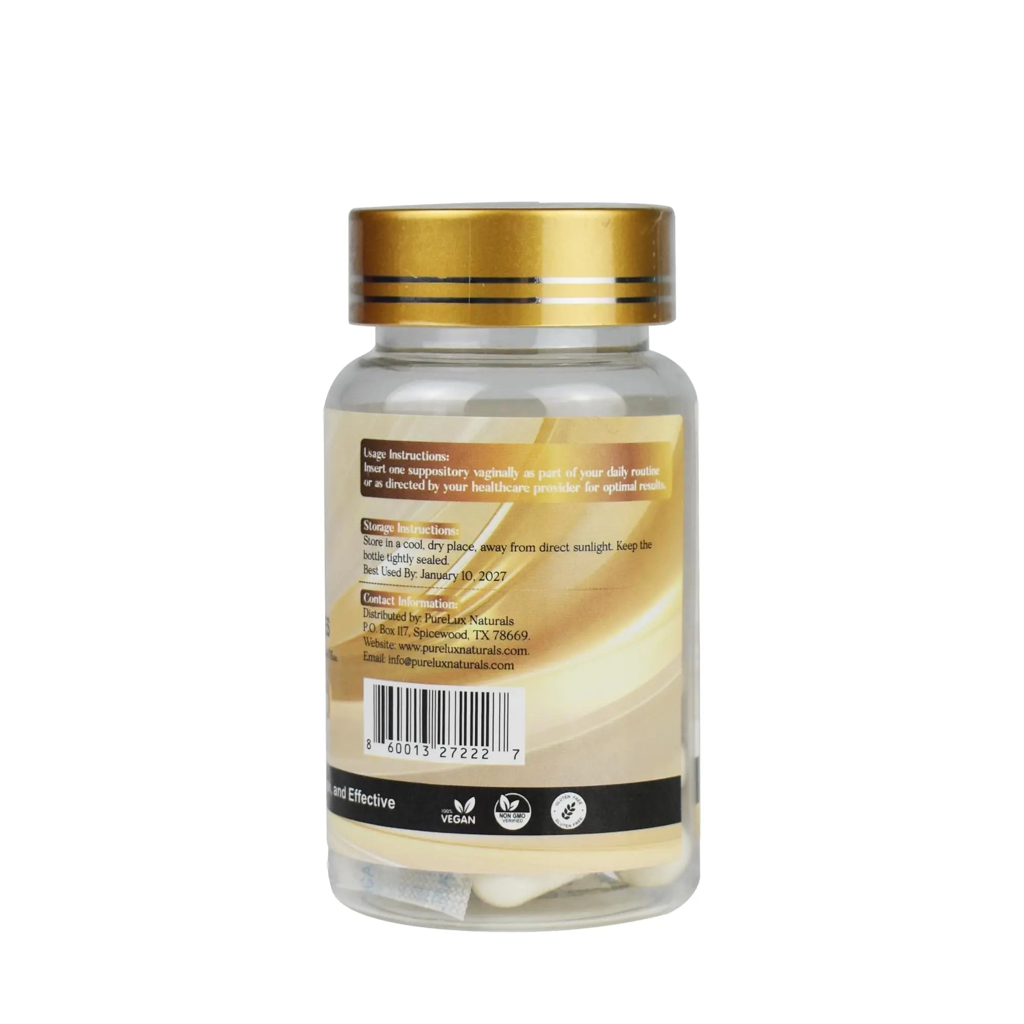 PureLux Boric Acid Feminine Wellness Support 800mg Size 000 30 Count Fragrance-Free Personal Care Formula - TrustMedUSA