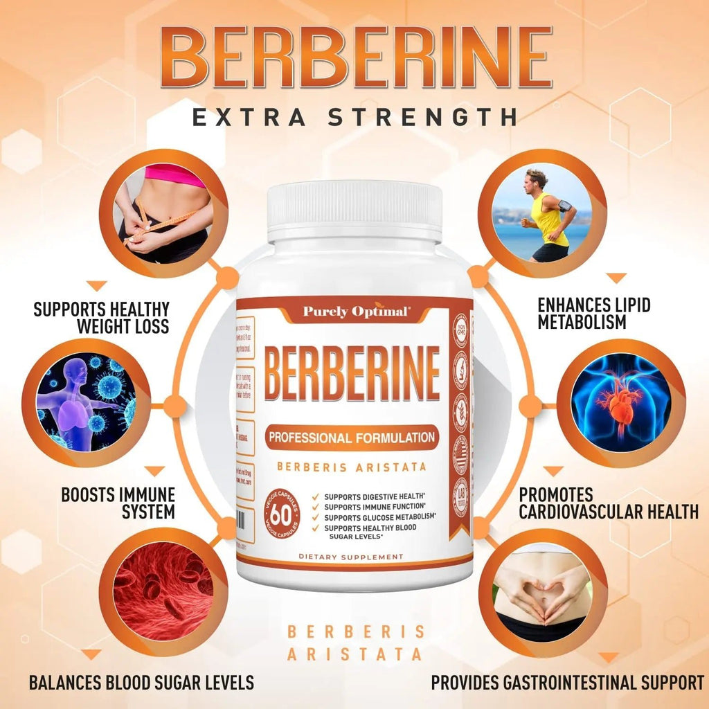Purely Optimal Premium Berberine Supplement - 1200mg Berberine HCl, Non-GMO - TrustMedUSA