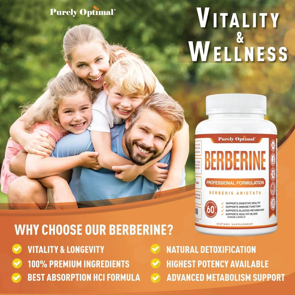 Purely Optimal Premium Berberine Supplement - 1200mg Berberine HCl, Non-GMO - TrustMedUSA