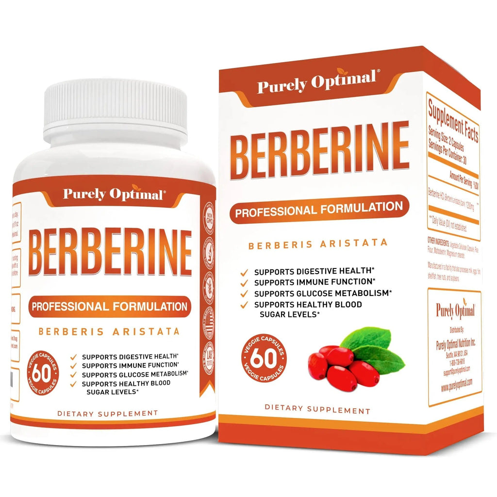 Purely Optimal Premium Berberine Supplement - 1200mg Berberine HCl, Non-GMO - TrustMedUSA