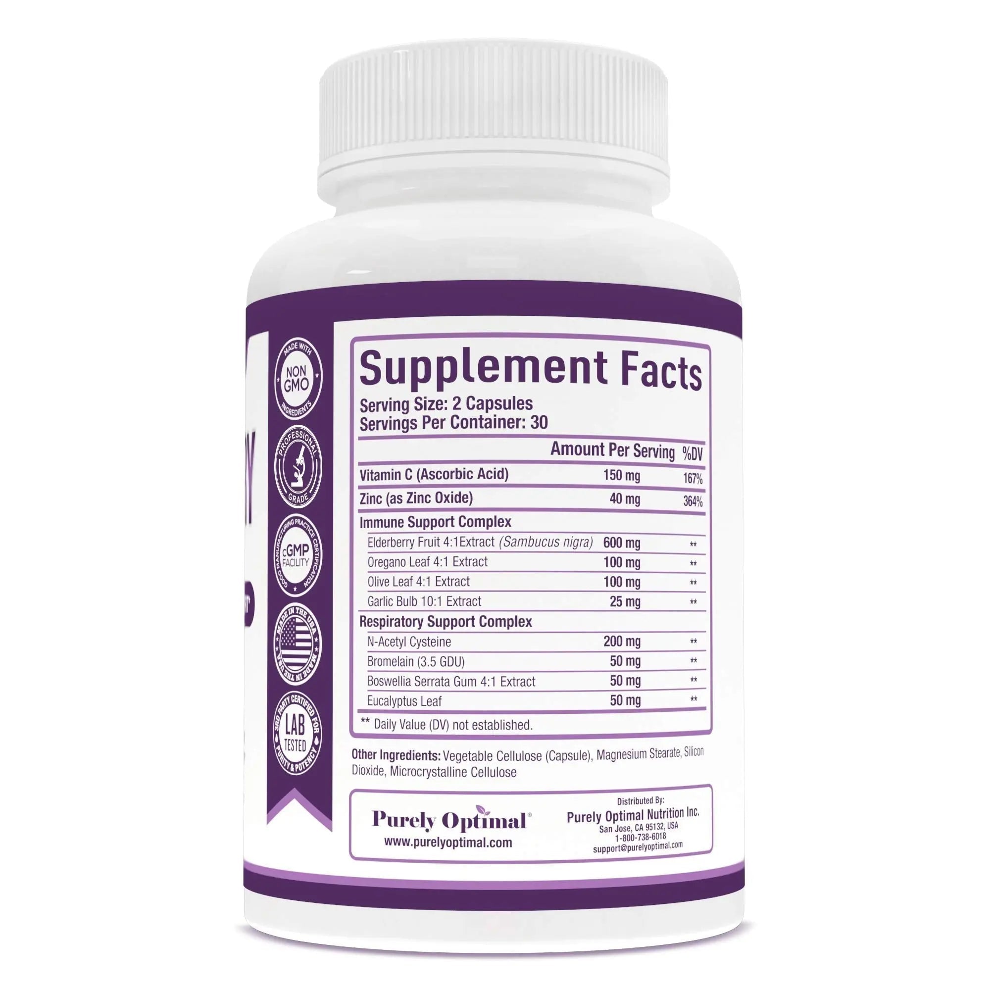 Purely Optimal Premium Black Elderberry Capsules - Sambucus Elderberry Pills for Adults - TrustMedUSA