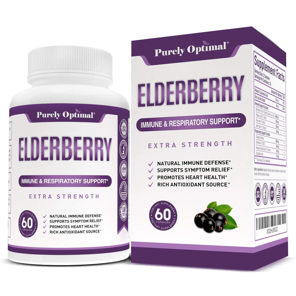 Purely Optimal Premium Black Elderberry Capsules - Sambucus Elderberry Pills for Adults - TrustMedUSA