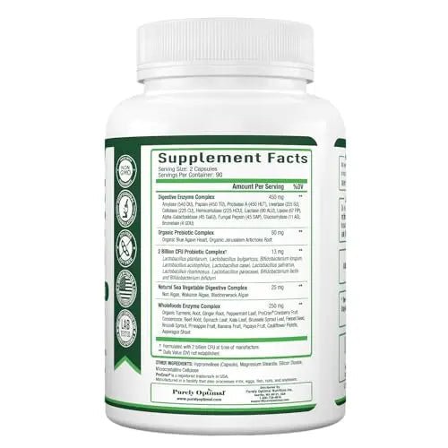 Purely Optimal Premium Digestive Enzymes Plus Prebiotics & Probiotics - for Better Digestio - TrustMedUSA