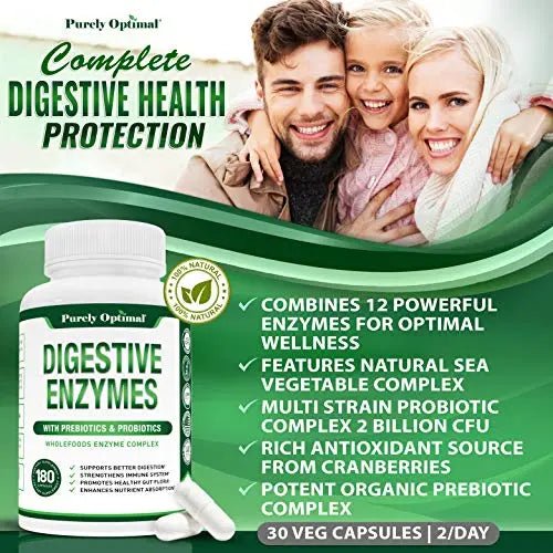 Purely Optimal Premium Digestive Enzymes Plus Prebiotics & Probiotics - for Better Digestio - TrustMedUSA