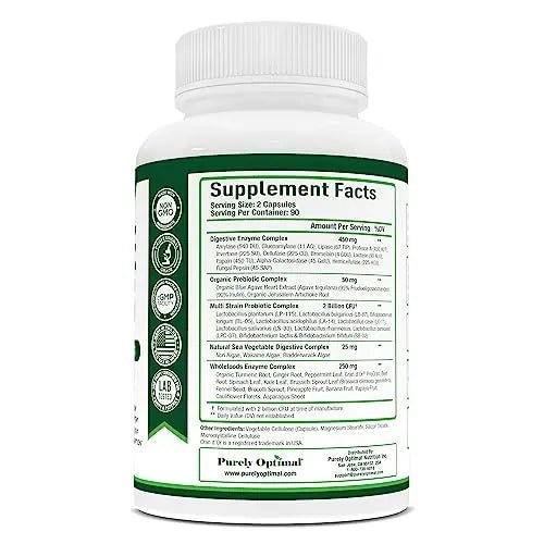 Purely Optimal Premium Digestive Enzymes Plus Prebiotics & Probiotics - for Better Digestio - TrustMedUSA